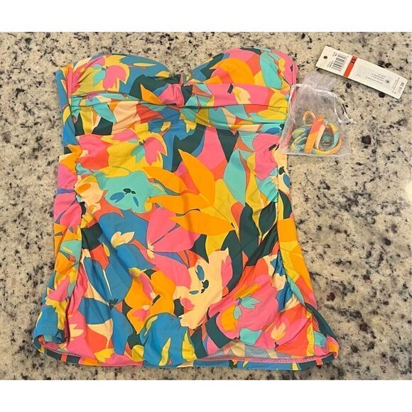 Anne Cole - Twist Front Bandeaukini Swim Top Multi - Picture 3 of 6